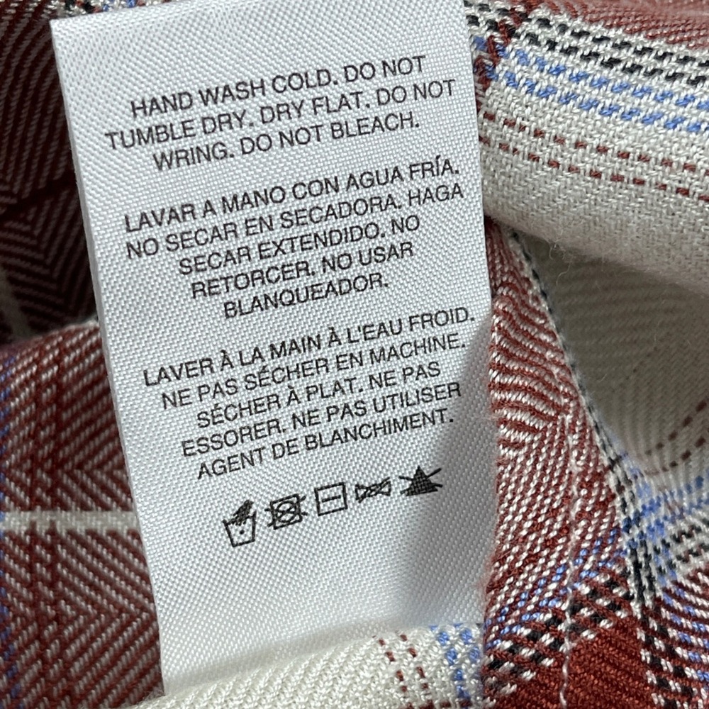 Thread & Supply Relaxed Fit Plaid Button Down Shirt Red Cream Blue S Layering - Picture 4 of 8